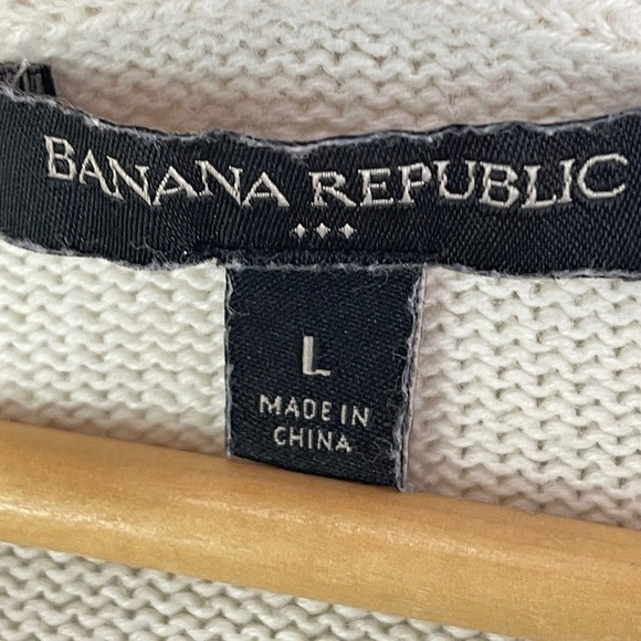 BANANA REPUBLIC 100% Cotton Sailor Stripe Tasseled Sweater, Large - Picture 4 of 6